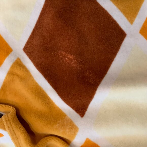 Vintage POPOLO Orange, Brown and White checkered Zip up sweater. Size XL - Picture 8 of 9